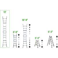 Telescoping Multi-Position Ladder, 2.916' - 9.75', Aluminum, 300 lbs., CSA Grade 1A VD689 | GTA Hardware Inc